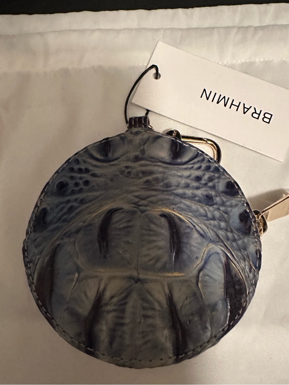 Brahmin Shadow Ombre Blue Croc Round Coin Pouch labeled Assorted - Picture 2 of 4